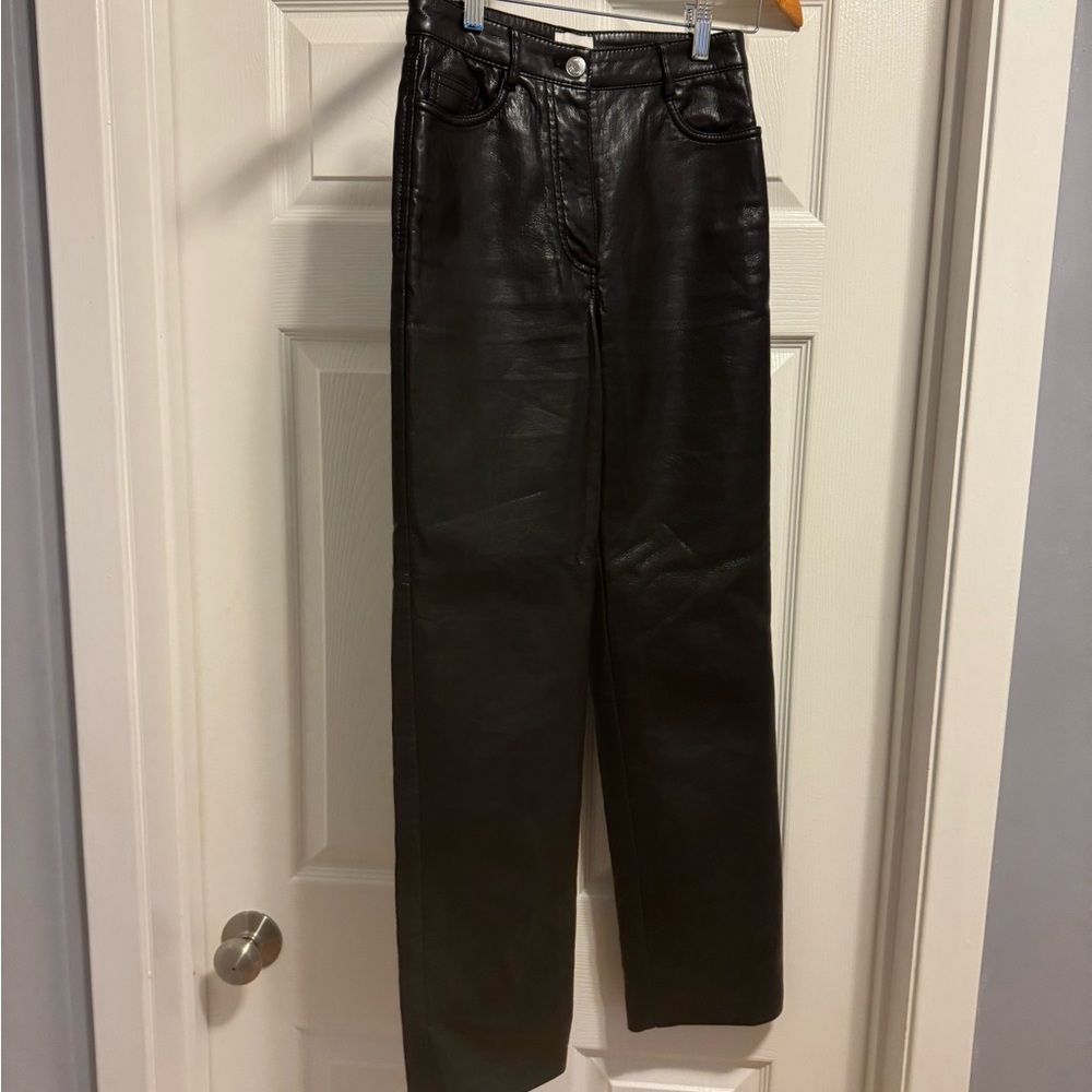 Wilfred Black Leather Straight Leg Jeans